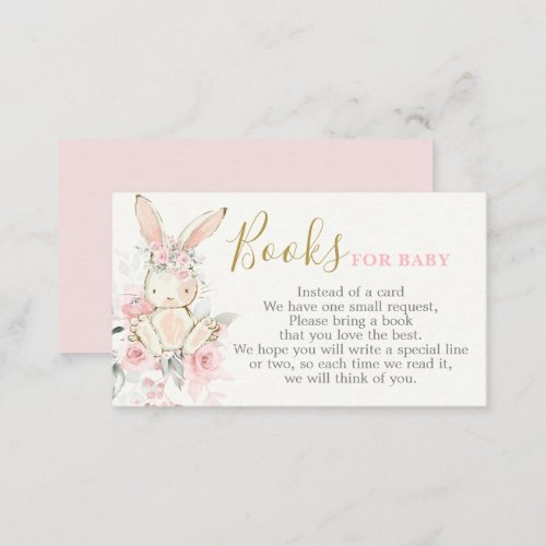Bunny Baby Shower Girl Bring a Book Card