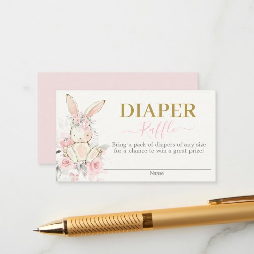 Bunny Baby Shower Girl Diaper Raffle Card