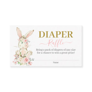 Bunny Baby Shower Girl Diaper Raffle Card