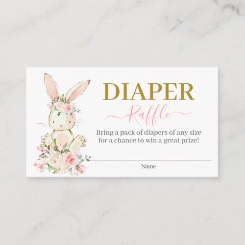 Bunny Baby Shower Girl Diaper Raffle Card