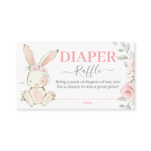 Bunny Baby Shower Girl Diaper Raffle Card