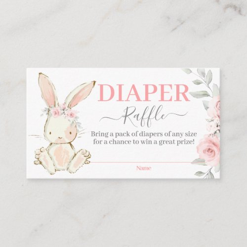 Bunny Baby Shower Girl Diaper Raffle Card