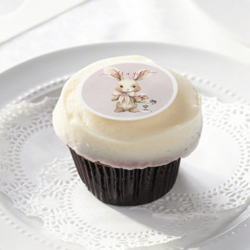 Bunny Baby Shower Girl  Edible Frosting Rounds