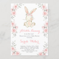 Bunny baby shower girl invitation