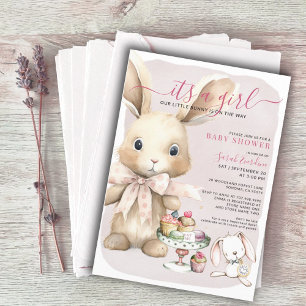 Bunny Baby Shower Girl Invitation