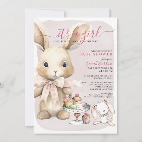 Bunny Baby Shower Girl  Invitation