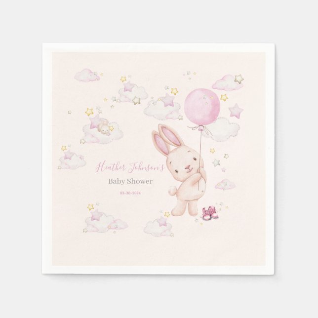Bunny Baby Shower Girl Napkins (Front)