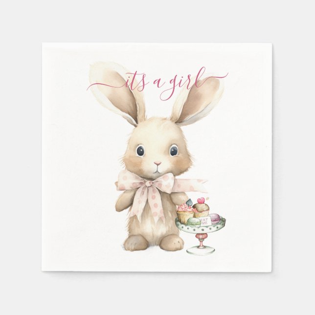 Bunny Baby Shower Girl  Napkins (Front)