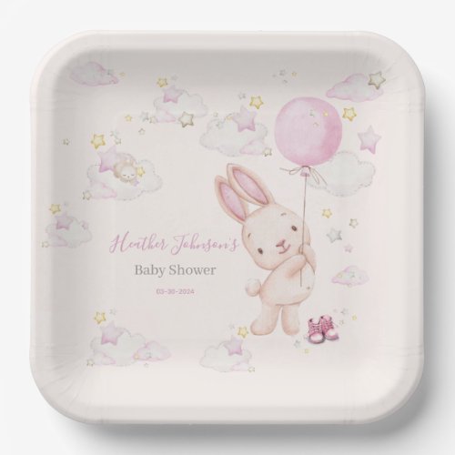 Bunny Baby Shower Girl Paper Plates