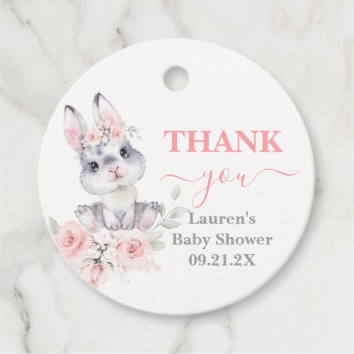 Bunny Baby Shower Girl pink Favor Tags