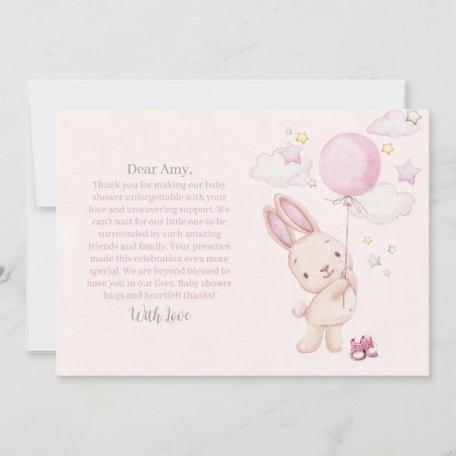 Bunny Baby Shower Girl Thank You Card