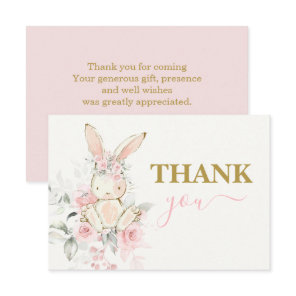 Bunny Baby Shower Girl thank you Note Card