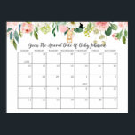 Bunny Baby Shower Guess the Delivery Date Calendar Poster<br><div class="desc">Bunny Baby Shower Guess the Delivery Date Calendar

Pink floral bunny baby shower guess the delivery date calendar.  This calendar has been organized for June and July however you can alter the dates and month to meet your needs.</div>