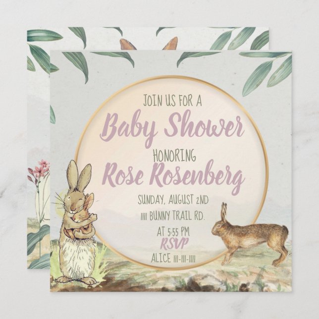 Bunny Baby Shower Invitation (Front/Back)