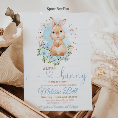 Bunny Baby Shower Invitation Boy Spring boho