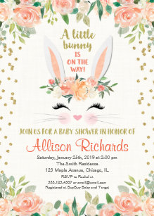 Easter Baby Shower Invitations Zazzle Bunny Baby Shower Invitation Peach Cream Easter