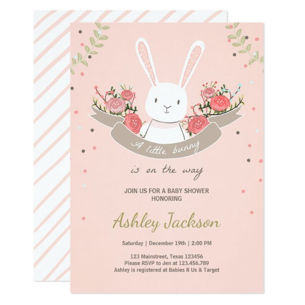 Bunny Baby Shower Invitation Rabbit Spring Floral