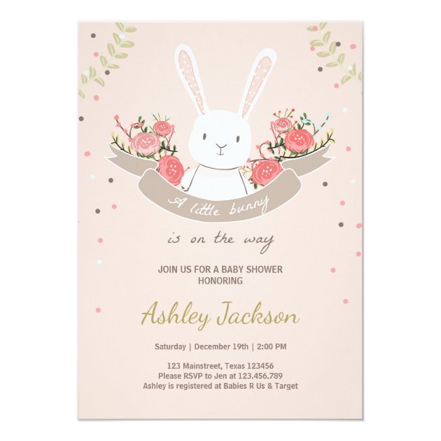 Bunny Baby Shower Invitation Rabbit Spring Floral