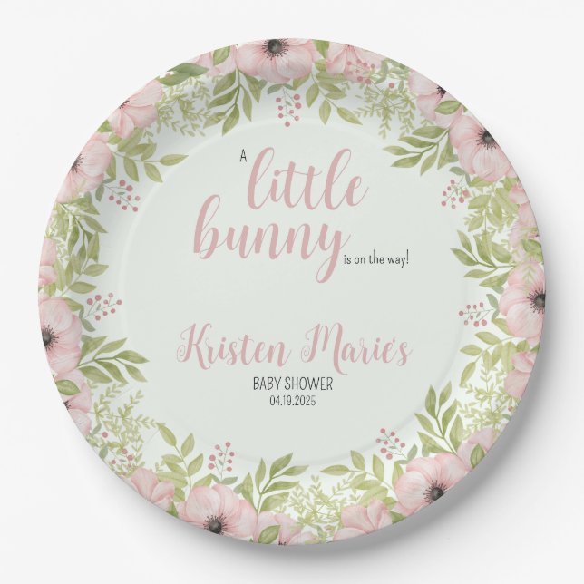 Bunny Baby Shower Paper Plates (Front)