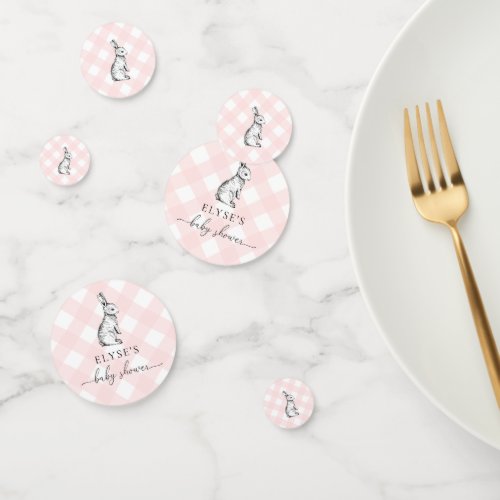 Bunny Baby Shower Pink Gingham Table Confetti