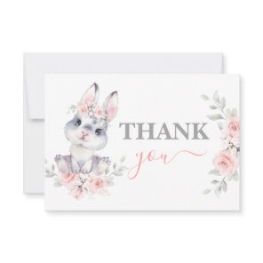 Bunny Baby Shower pink thank you Note Card