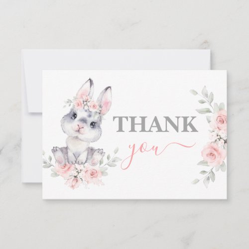 Bunny Baby Shower pink thank you Note Card