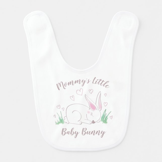 Bunny Baby Shower Spring Pink Girl Baby Bib (Front)