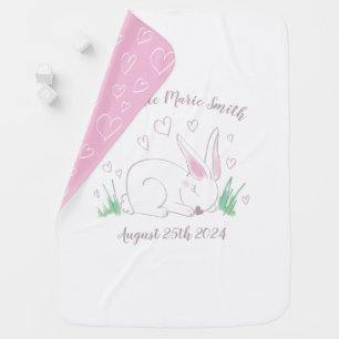 Bunny Baby Shower Spring Pink Girl Blanket