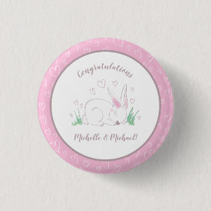 Bunny Baby Shower Spring Pink Girl Button