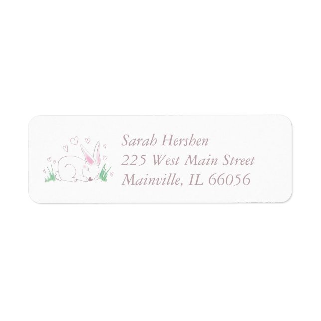 Bunny Baby Shower Spring Pink Girl Label (Front)
