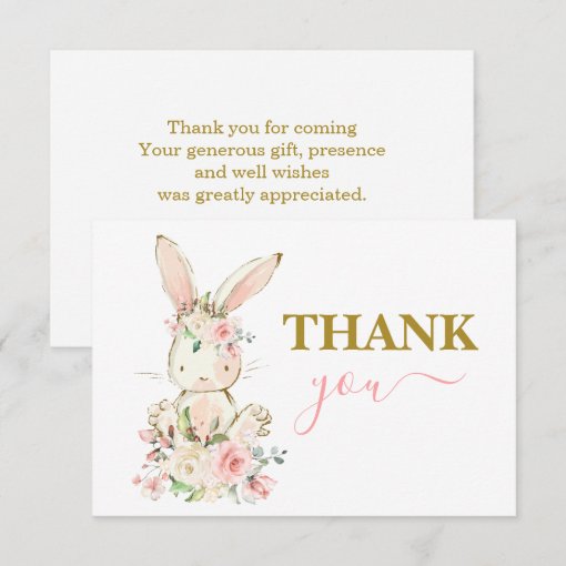 Bunny Baby Shower thank you Note Card | Zazzle