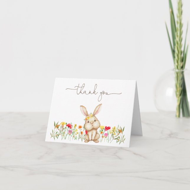 Bunny Baby Shower Thank You Note Card (Front)