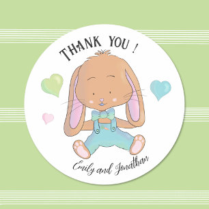 Bunny Baby Shower Thank You White Round Sticker