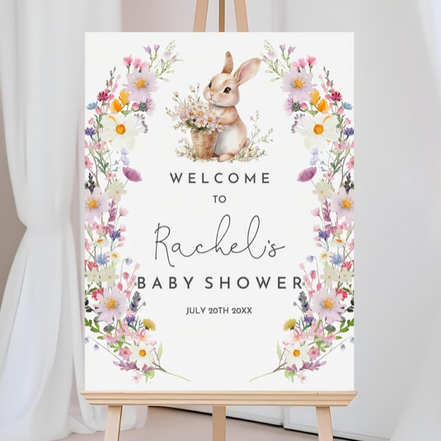 Bunny Baby shower Welcome Sign Rabbit Wildflower  (Creator Uploaded)