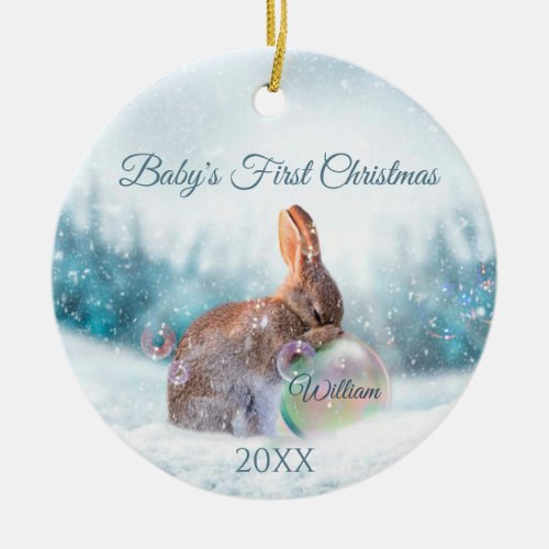 Bunny Babys First Christmas Ornament  