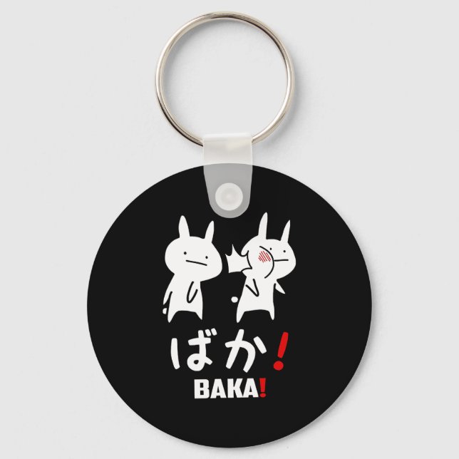 Bunny Baka Rabbit Slap Gift Really Cute Bunny Keychain (Front)
