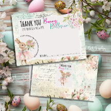Bunny Ballerina Birthday Thank You Card