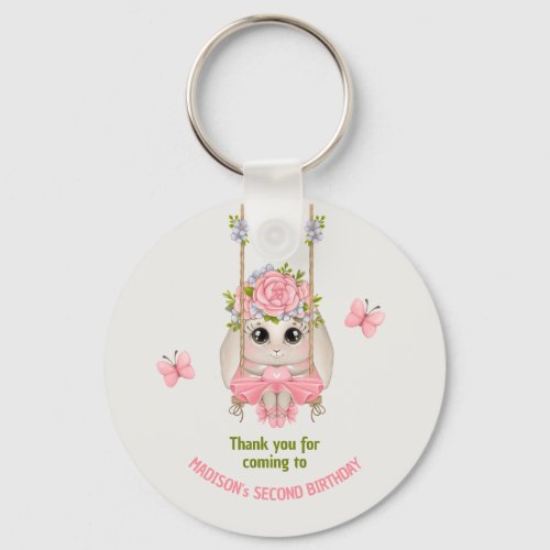 Bunny ballerina floral girl birthday Thank you Keychain