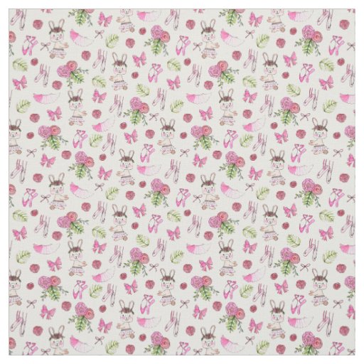 Bunny Ballerina in Watercolor Fabric