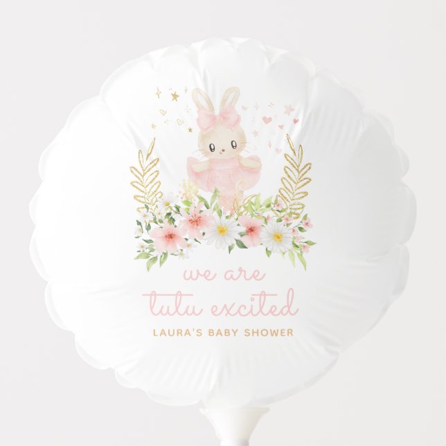 Bunny Ballerina We are Tutu Excited Baby Shower Balloon (Front)