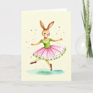 Bunny Ballet Watercolor Easter Card