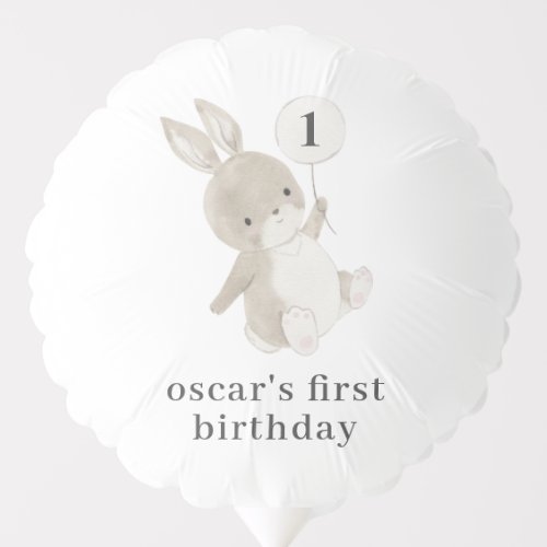 Bunny Balloon 1st Birthday