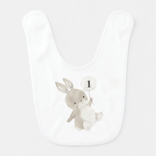 Bunny Balloon 1st Birthday Baby Bib