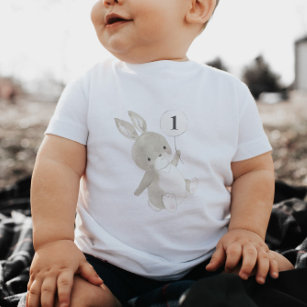Bunny Balloon 1st Birthday Baby T-Shirt