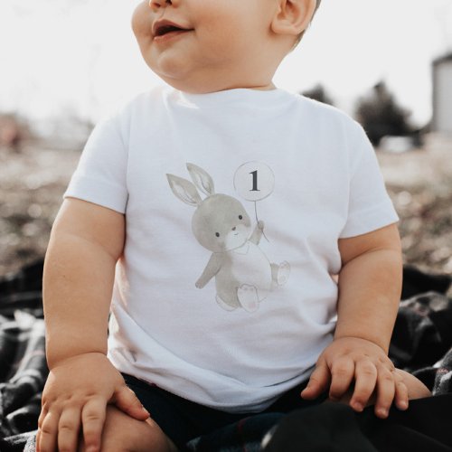 Bunny Balloon 1st Birthday Baby T_Shirt