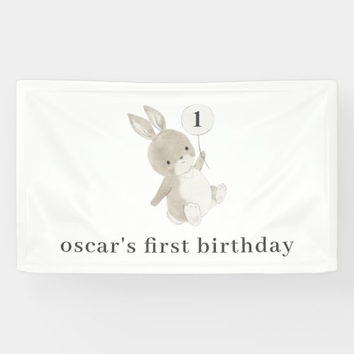 Bunny Balloon 1st Birthday Banner