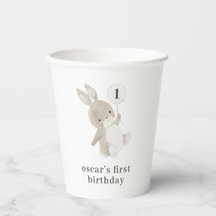 Bunny Balloon 1st Birthday Paper Cups