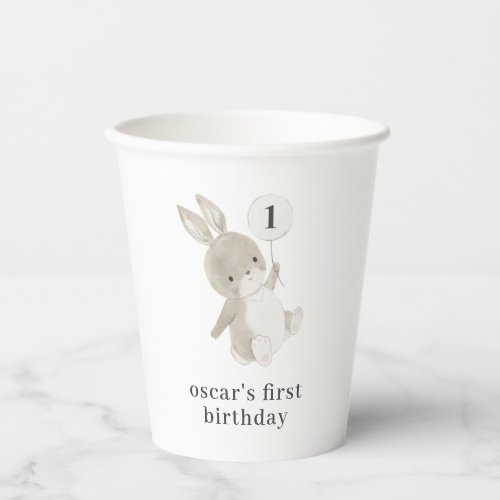 Bunny Balloon 1st Birthday Paper Cups