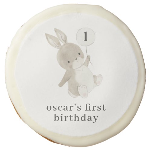 Bunny Balloon 1st Birthday Sugar Cookie