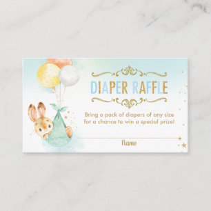 Bunny Balloons Baby Shower Diaper Raffle Ticket Enclosure Card